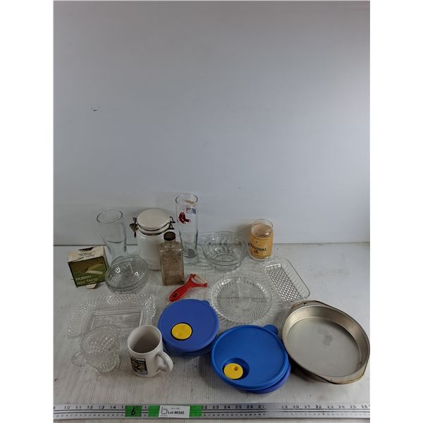 Creamer, Glass Bowls, Tupperware Container & Lids, Beersteins, Ruban Adhesive Tape, Potato Peeler