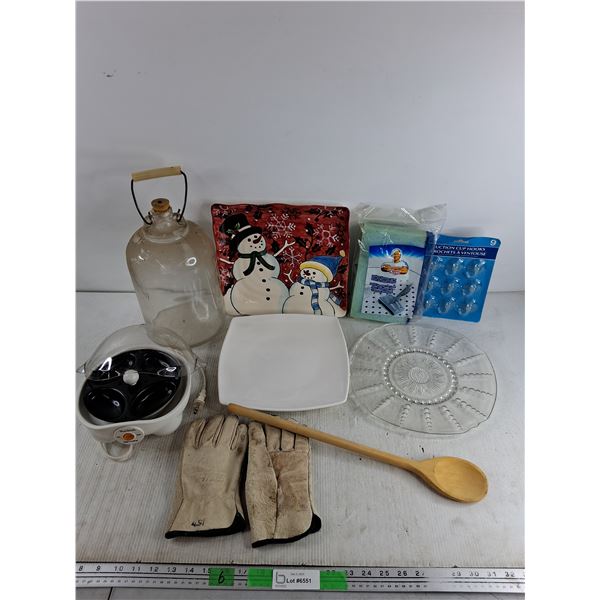 Glass & Ceramic Plates, Deluxe Sponge Mop, West Bend Egg Cooker - As Is, Stihl Work Gloves, Misc