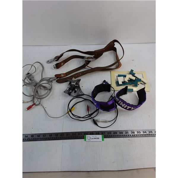 Block Puzzle, Nintendo Cord, BSG Cylon, Trinity Cuffs, Leather Suspender, Misc.