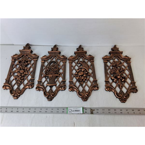 (4) Plastic Wall Plaques 13.75"