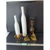 Image 1 : (3) Vases Up to 17.75", Brass Sailboat & Camel Figurines