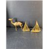 Image 2 : (3) Vases Up to 17.75", Brass Sailboat & Camel Figurines