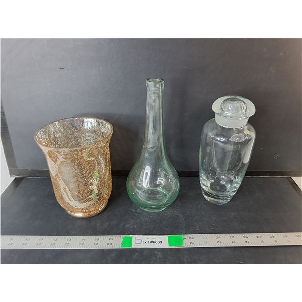 Glass Cocktail Shaker & (2) Vases up to 11"