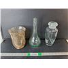 Image 1 : Glass Cocktail Shaker & (2) Vases up to 11"