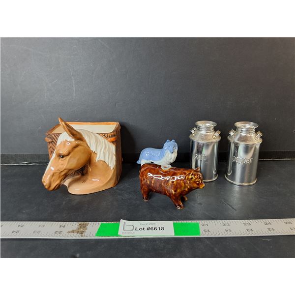 Creamer Style Salt & Pepper Shakers, Ceramic Horse Planter, Ceramic Animal Figurines