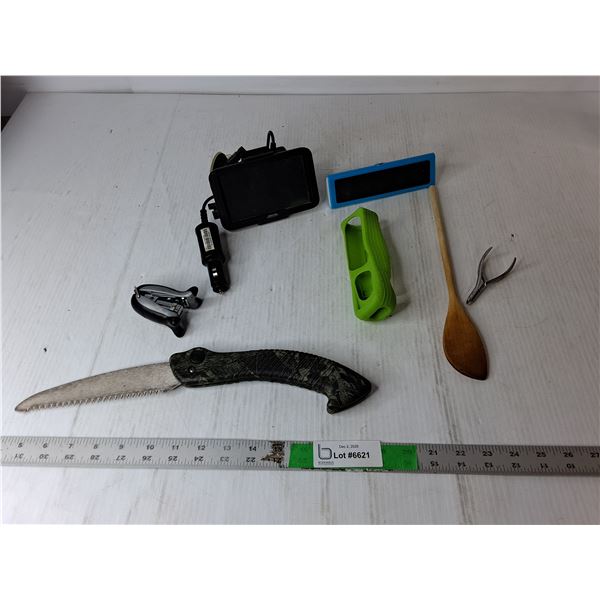 Magellan GPS-Untested, Wooden Spoon, Folding Saw Up to 14.75", Misc.