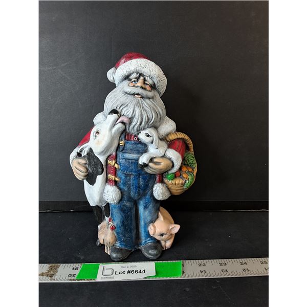 Ceramic Santa with Farm Animals Figurine 9.5"