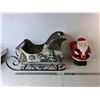 Image 1 : Metal Model Sleigh 22.5" x 9.5" x 12.75" & Ceramic Santa Cookie Jar- Pickup Preferred