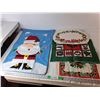 Image 1 : Christmas Lot- Fabric Santa Bag 18"x 26.27", (4) Placemats, (2) Tablerunners