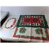 Image 3 : Christmas Lot- Fabric Santa Bag 18"x 26.27", (4) Placemats, (2) Tablerunners