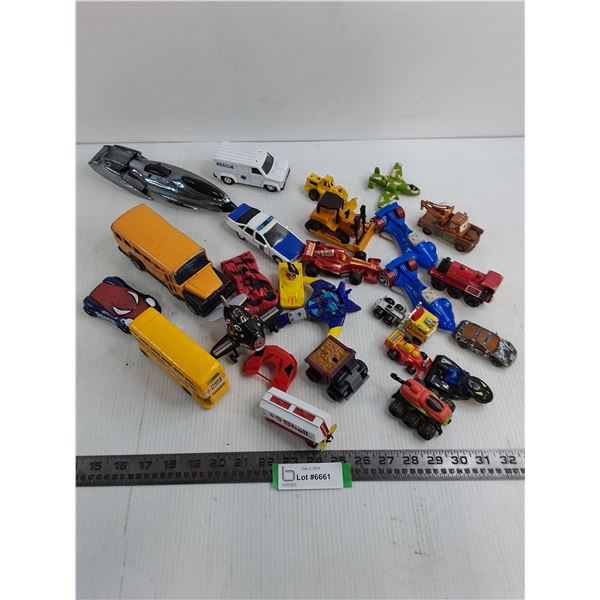 Assorted Mostly Plastic Toy Vehicles