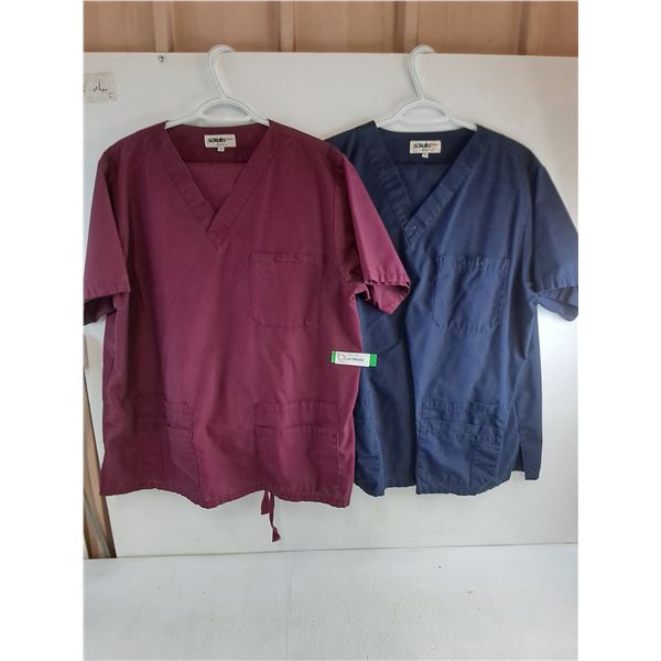 * (2) Pairs of 2-Piece XL Scrubs (Burgundy & Navy)