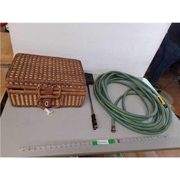 Wicker Picnic Basket 18" x 11.5" x 8", Metal Sandwich Toaster, Garden Hose- Unknown Length. Pickup P