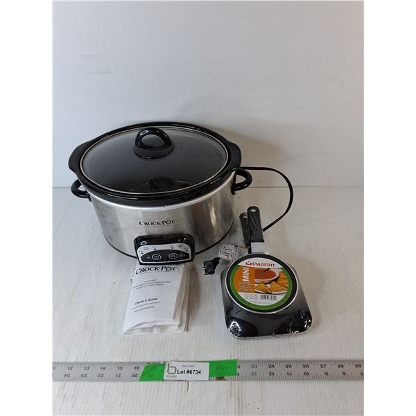 Electric Crockpot- Powers On & Mini Griddle/Saucepan