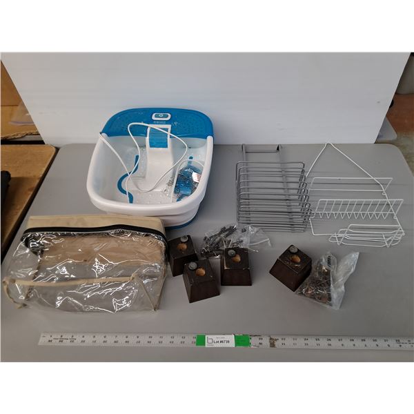 (2) Shower Caddies, Homedics Footbath- Powers On, Storage Bag, Misc. Pickup Preferred