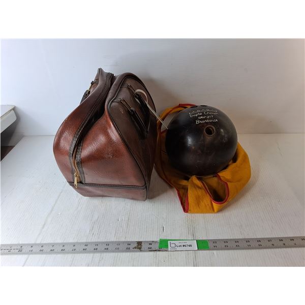 Triple Crown Bowling Ball & Leather Style Bag, Cannot Ship
