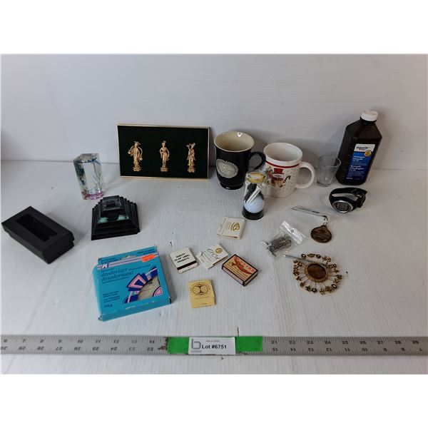 (2) Paperweights, Matches, Golf Ball & Tees, Misc.