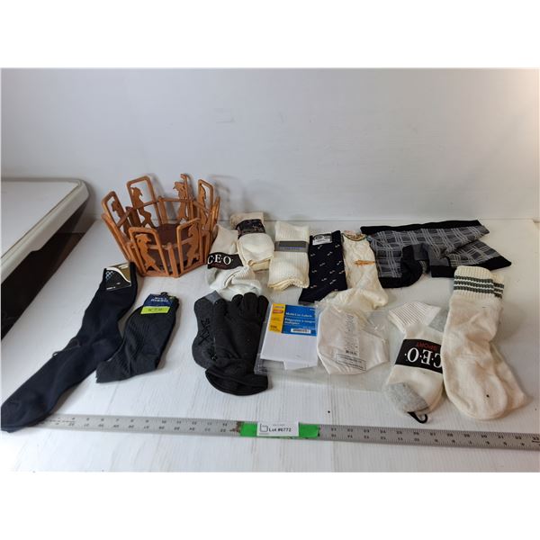 Wooden Cowgirl Tray, Men's Socks, Blank Labels, Misc.