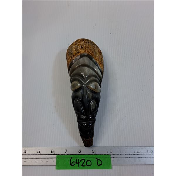 Carved Stone Horn Shaped Indonesian Theme - 9" Long