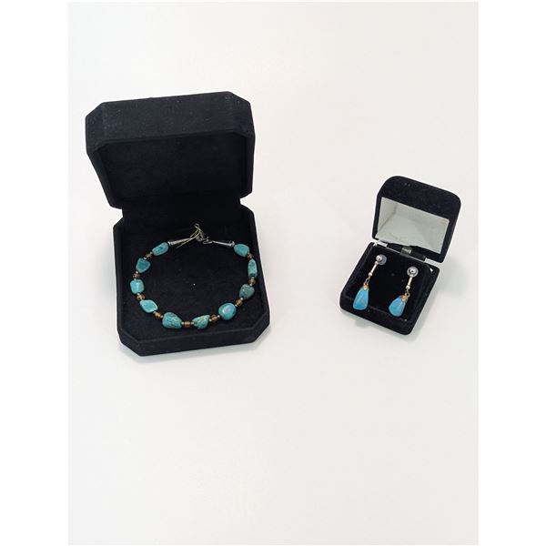 TURQUOISE BRACELET & TEARDROP EARRINGS