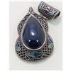Image 4 : SILVER NECKLACE WITH SQUARE LAPIS LAZULI & TEARDROP PENDANTS
