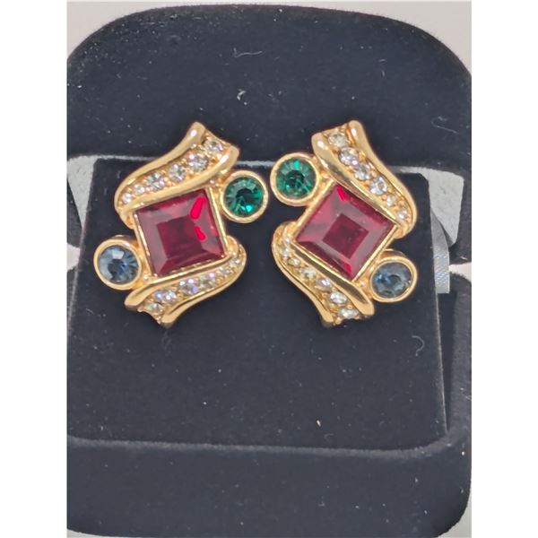 VINTAGE MULTICOLOUR SWAROVSKI CRYSTAL Earrings