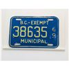 Image 1 : 1969 BC - EXEMPT MUNICIPAL LICENSE PLATE