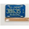 Image 3 : 1969 BC - EXEMPT MUNICIPAL LICENSE PLATE