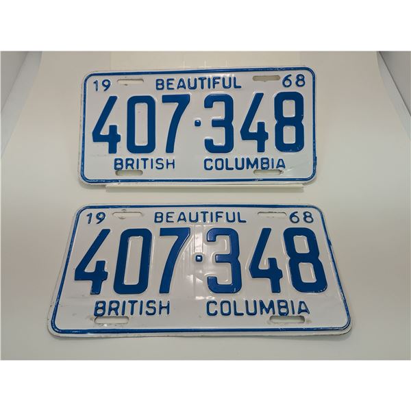 1968 BC LICENSE PLATE (Pair)