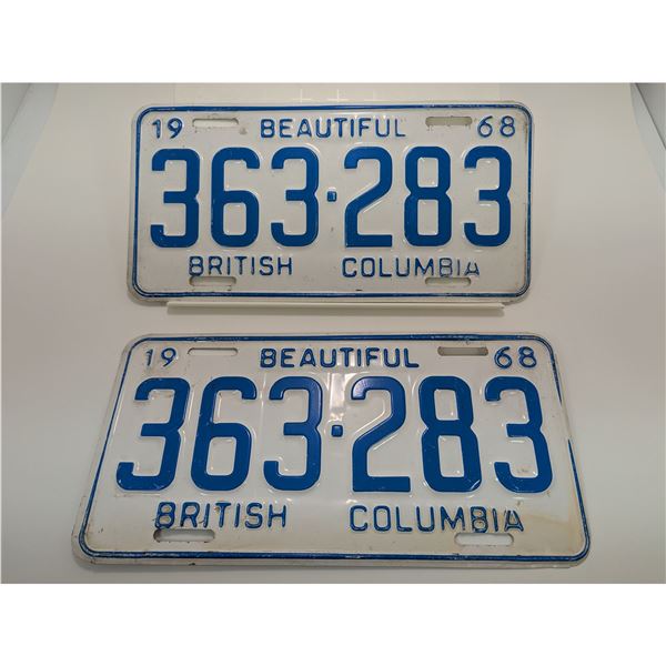 1968 BC LICENSE PLATE (Pair)