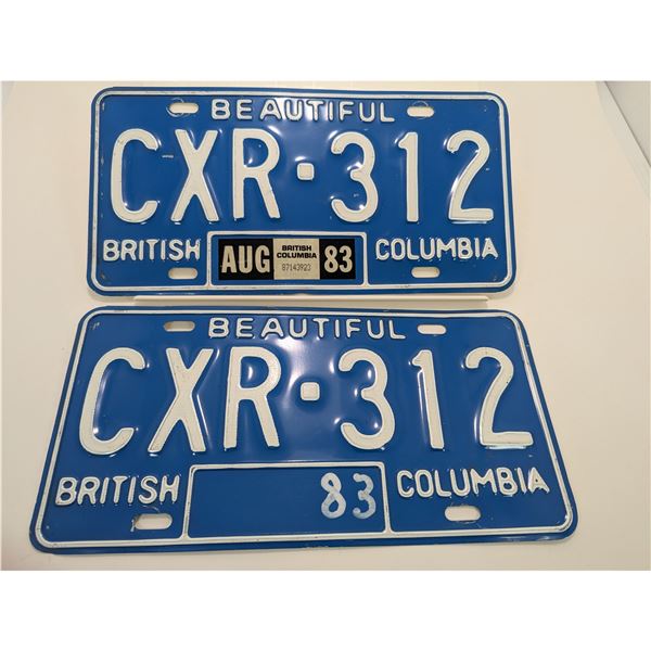 1983 BC LICENSE PLATE (Pair)