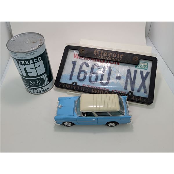 1955 1:24 Scale CHEVROLET BELAIR, TEXACO OIL CAN WA LICENSE PLATE & CLASSIC