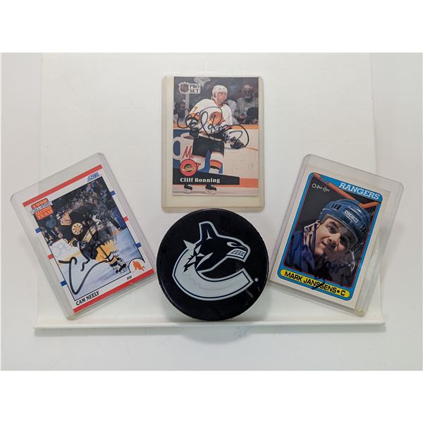 SIGNED NHL HOCKEY CARDS & GAME DAY PUCK
