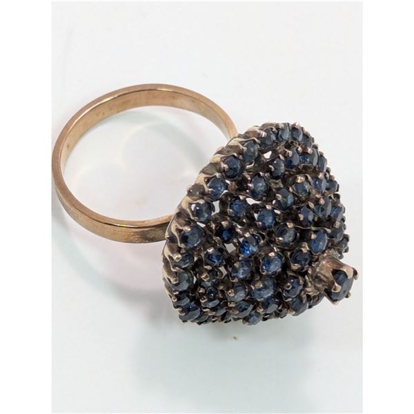 VINTAGE SAPPHIRE DIME COCKTAIL RING Size 7