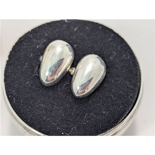 EGG SHAPED STERLING SILVER CUFFLINKS