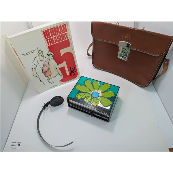 HERMAN, CRYSTAL RADIO & SCHOOL BAG