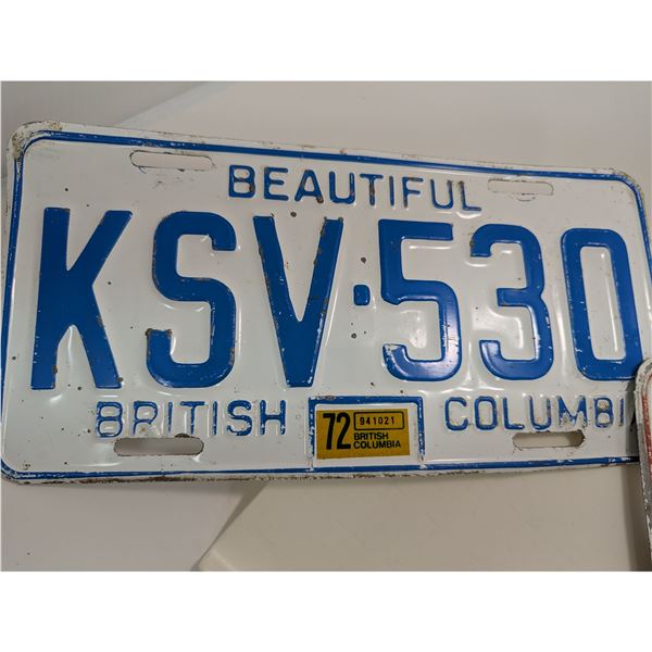 1972 BC LICENSE PLATES