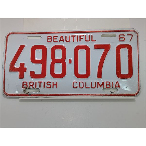 1967 BC LICENSE PLATE