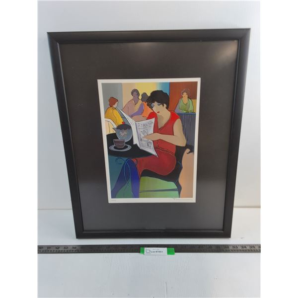 * Metal Framed Print by Tarkay Itzchak Titled "Daily News" - 19" x 23" - See Specification Notes