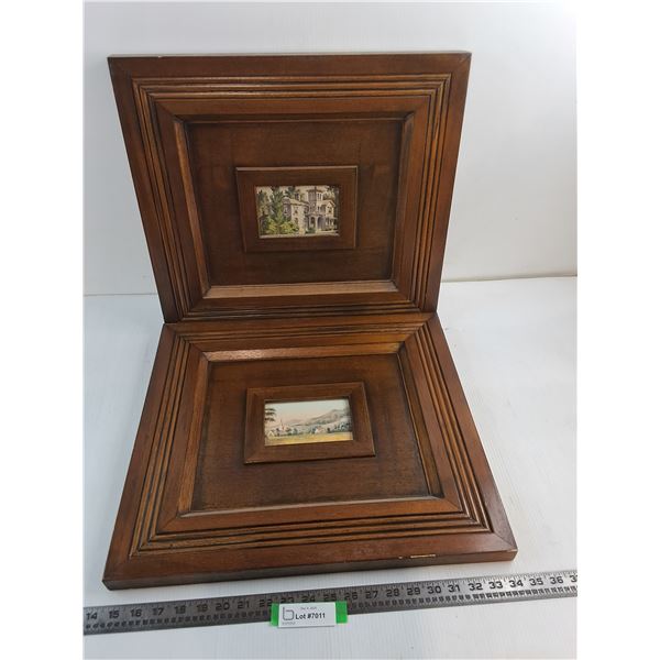 Pair of Wood-Framed Wall Decor from Italy - 20" x 18" Each