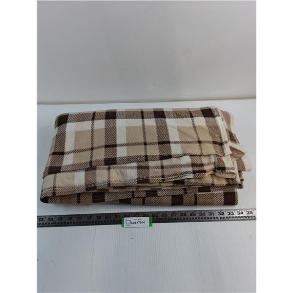 Brown/Beige/Cream Checkered Blanket - 84" x 88" Approx
