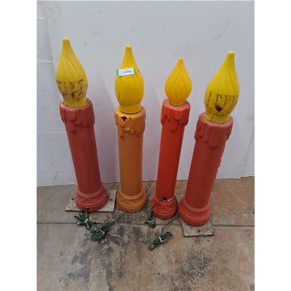 * (4) Blow-Mold Electrifed Noel Candles (2 Working) - 40" High - Pickup Only