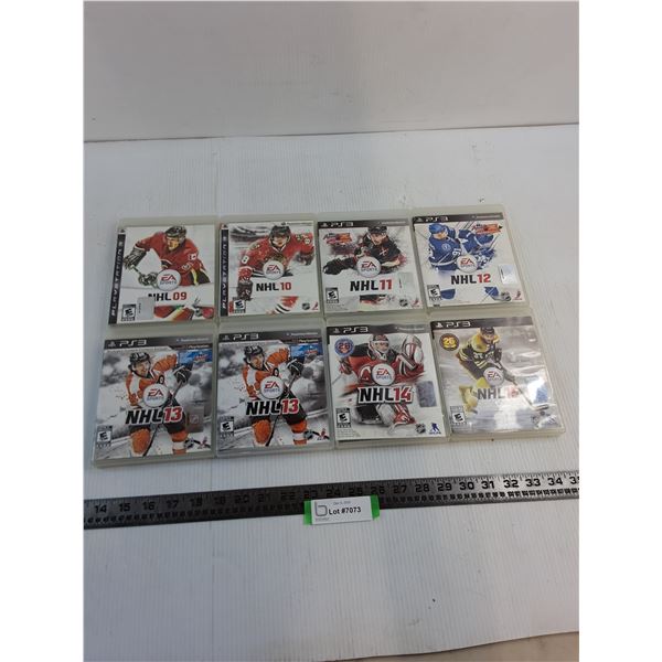 (8) PS3 NHL Video Games (2009-15) - 1 Disk Missing, 1 Needs Cleaning