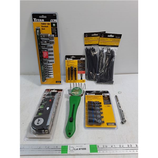 Various Tools- Titan Socket Set, Impact Wobble Socket , PT Laser Pro Measuring Tool - NIB
