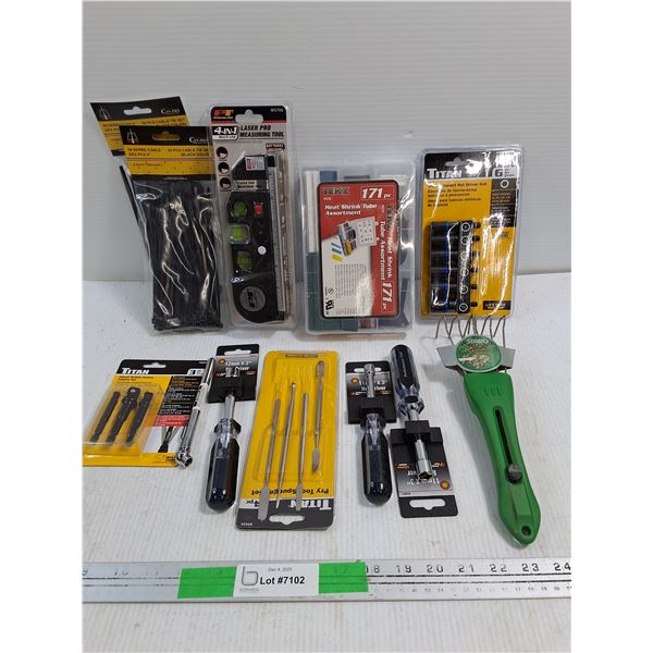 Various Tools- Laser Measuring Tool, Titan Bits & Drivers - NIB
