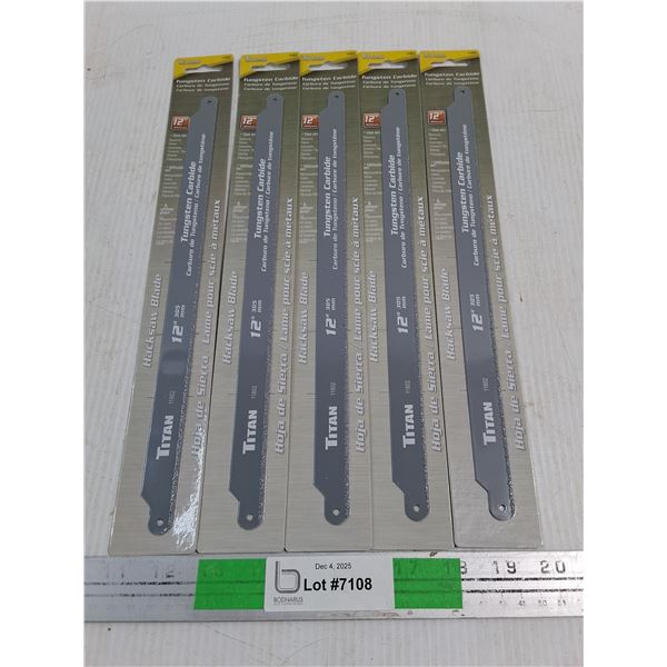 Titan 12" Tungsten Carbide Hacksaw Blades ( 5 ) - NIB