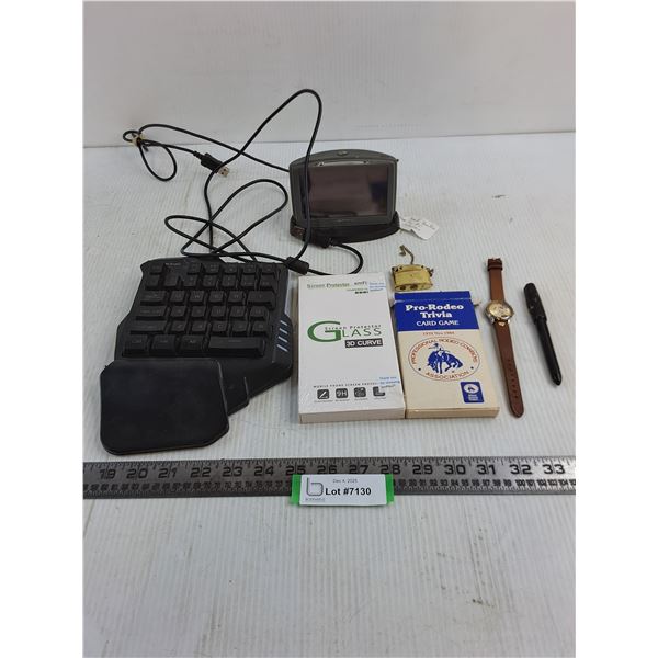 Tom Tom GPS, Shekl Left-Side Keyboard, Screen Protectors, Rodeo Trivia, Disney Watch, Thermometer
