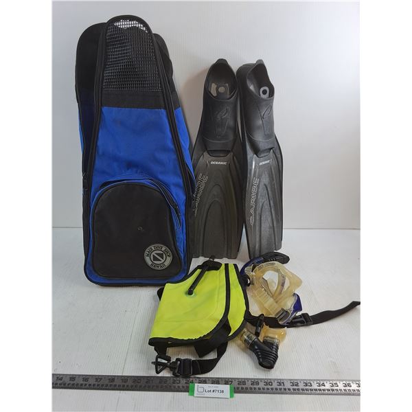 "Maui Dive Shop - Hawaii" Partial Snorkel & Fins Kit