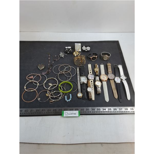 Assorted Men's & Women's Wrist Watches, Bracelets, Ear Rings, Misc.