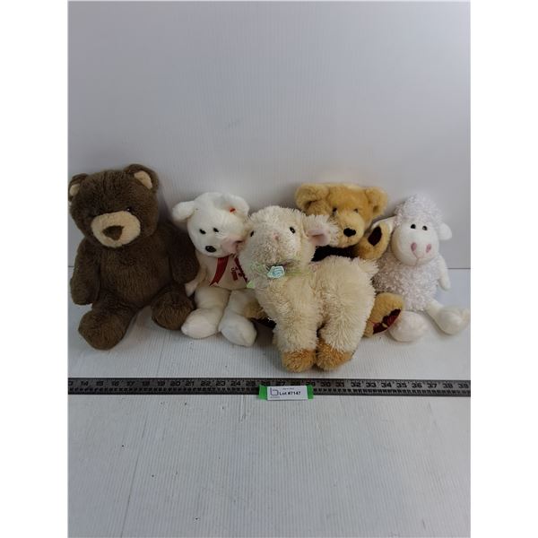 (5) Stuffed Toys (3-Bears, 2-Lambs)